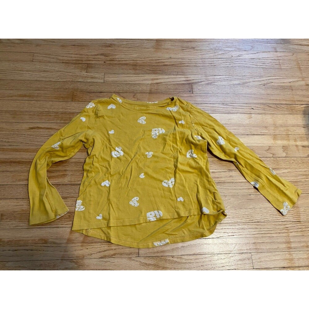 Old Navy Girl Yellow Long Sleeve Softest T-shirt Peace Hope Love Sz 10-12